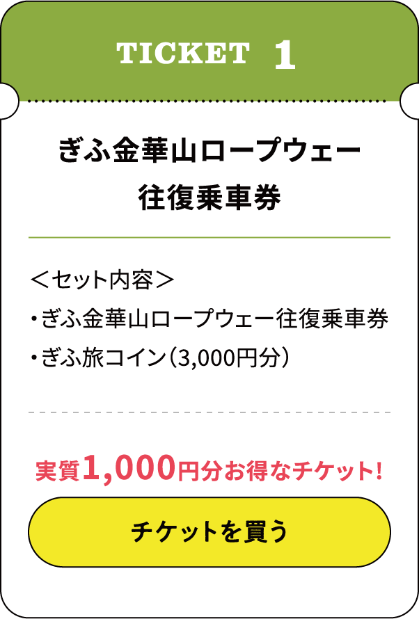 ぎふ金華山ロープウェイ往復乗車券