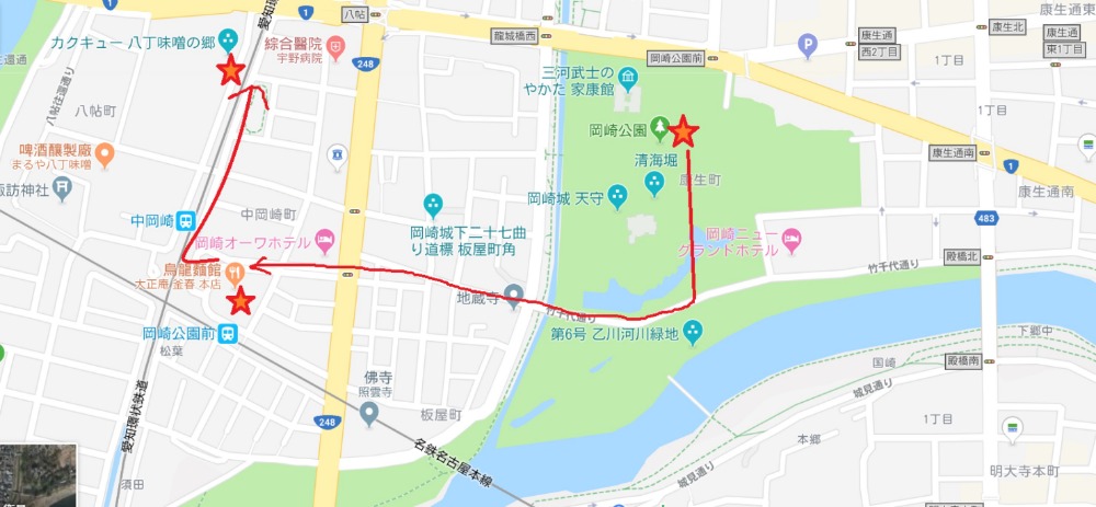 從岡崎公園出來到在地人推薦的”大正庵釜春”餐廳徒步只要十分。