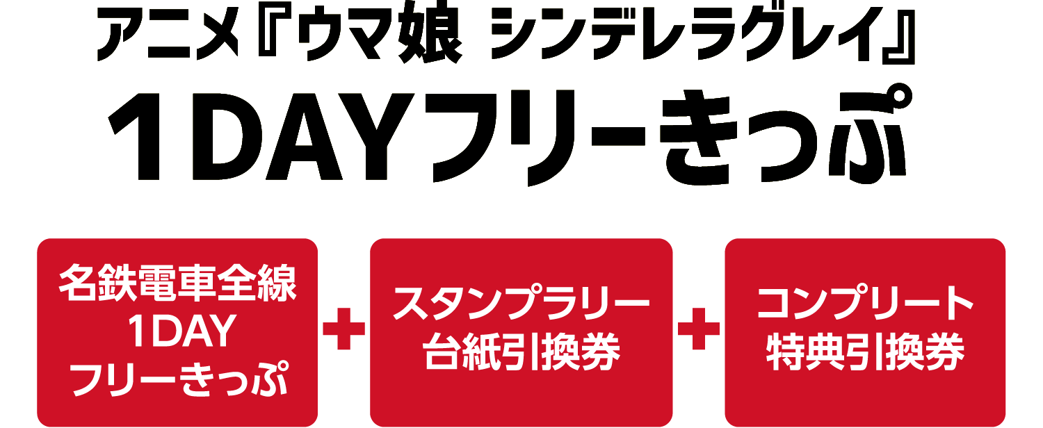アニメ『ウマ娘 シンデレラグレイ』１DAYフリーきっぷ　名鉄電車全線１DAYフリーきっぷ＋スタンプラリー台紙引換券＋コンプリート特典引換券