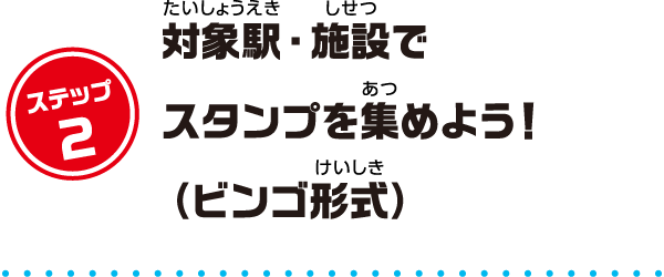 ステップ2：対象駅・施設でスタンプを集めよう！（ビンゴ形式）